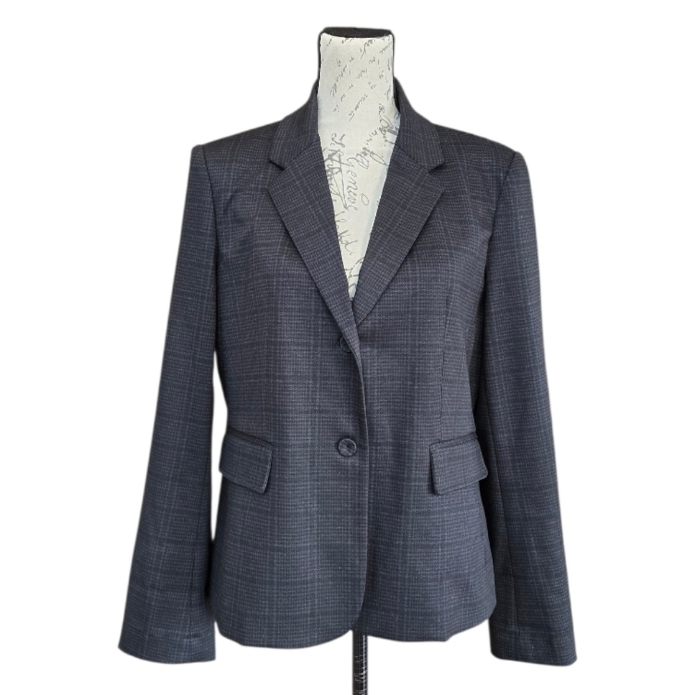 Amanda & Chelsea Black Windowpane Single Breasted Blazer Suit Jacket L
